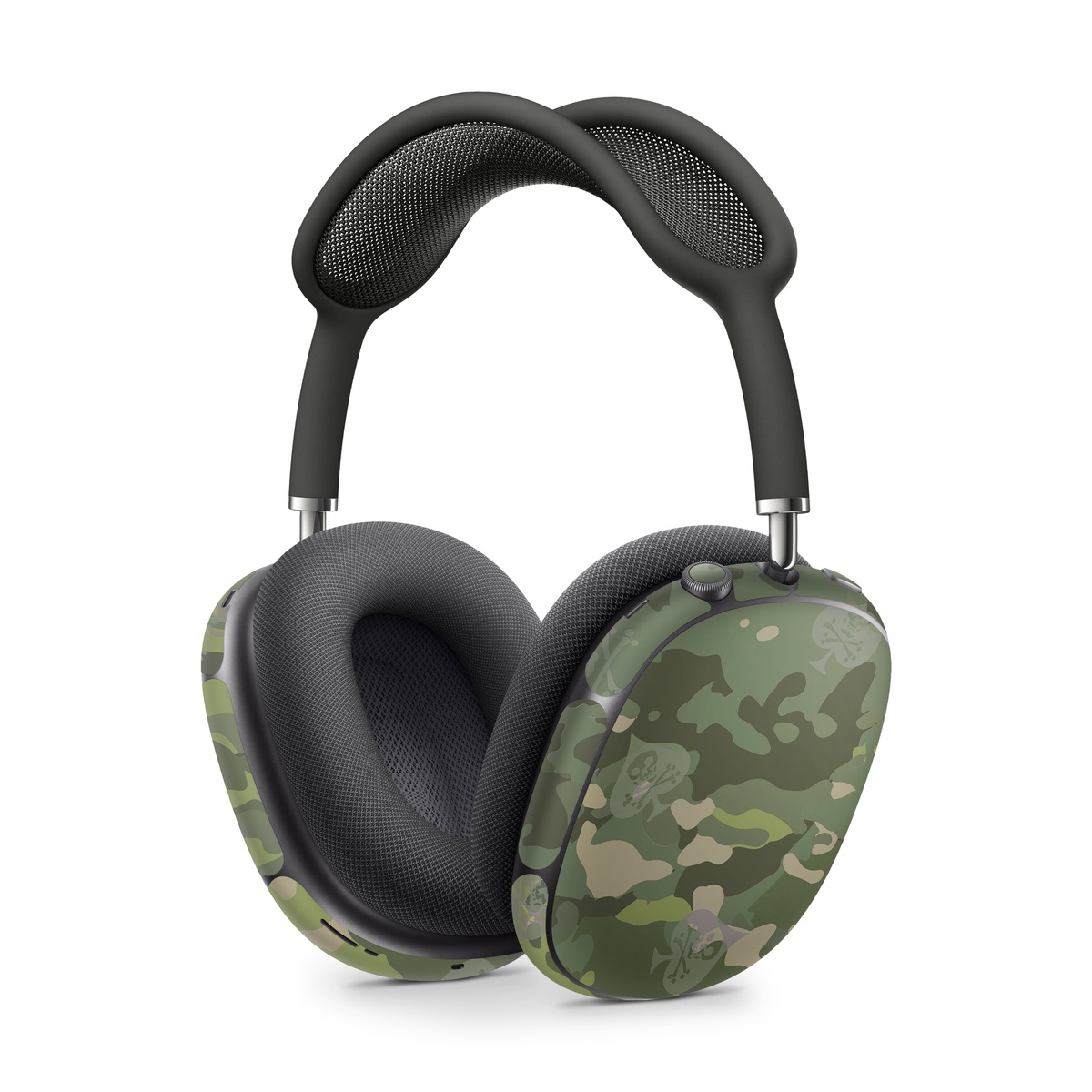 Apple AirPods Max Skin design of Military camouflage, Pattern, Camouflage, Uniform, Clothing, Green, Design, Leaf, Plant, Illustration, with green, brown colors