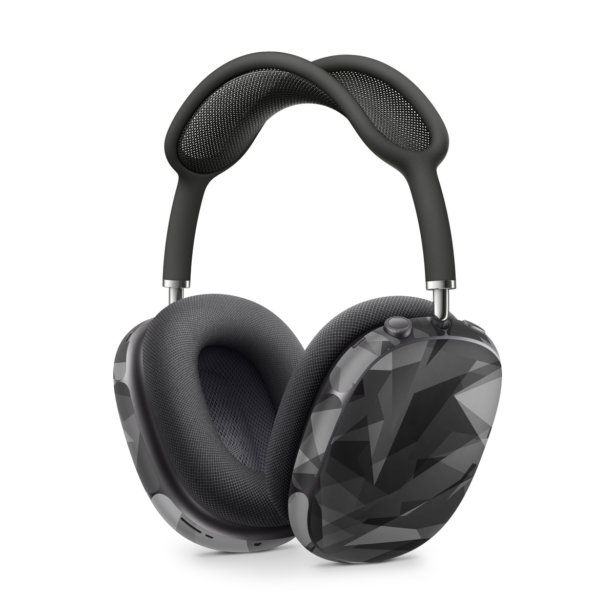 Apple AirPods Max Skin design of Black, Pattern, Triangle, Black-and-white, Monochrome, Grey, Design, Line, Architecture, Monochrome photography, with black, gray colors