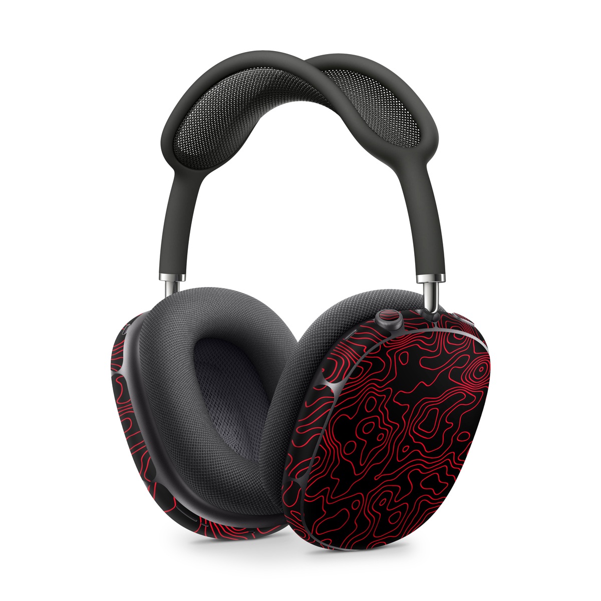 Apple AirPods Max Skin design of Pink, Art, Motif, Magenta, Font, Pattern, Symmetry, Rectangle, Circle, Electric blue, with black, red colors