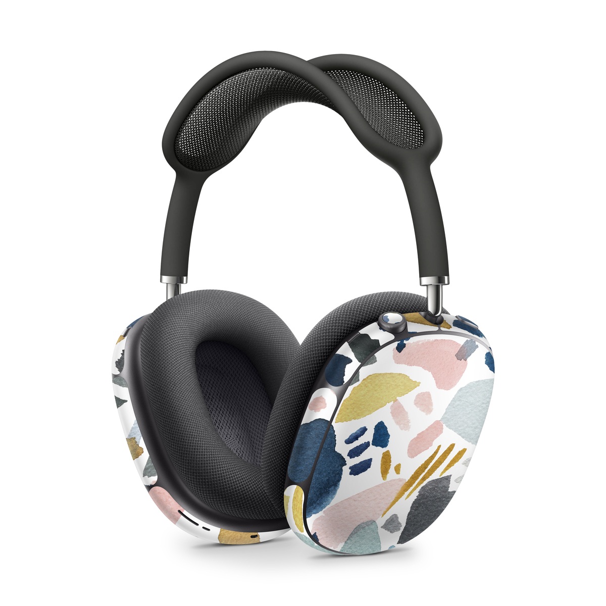 Apple AirPods Max Skin design of Pattern, Aqua, Teal, Design, Textile, with white, blue, yellow, orange, pink, black colors