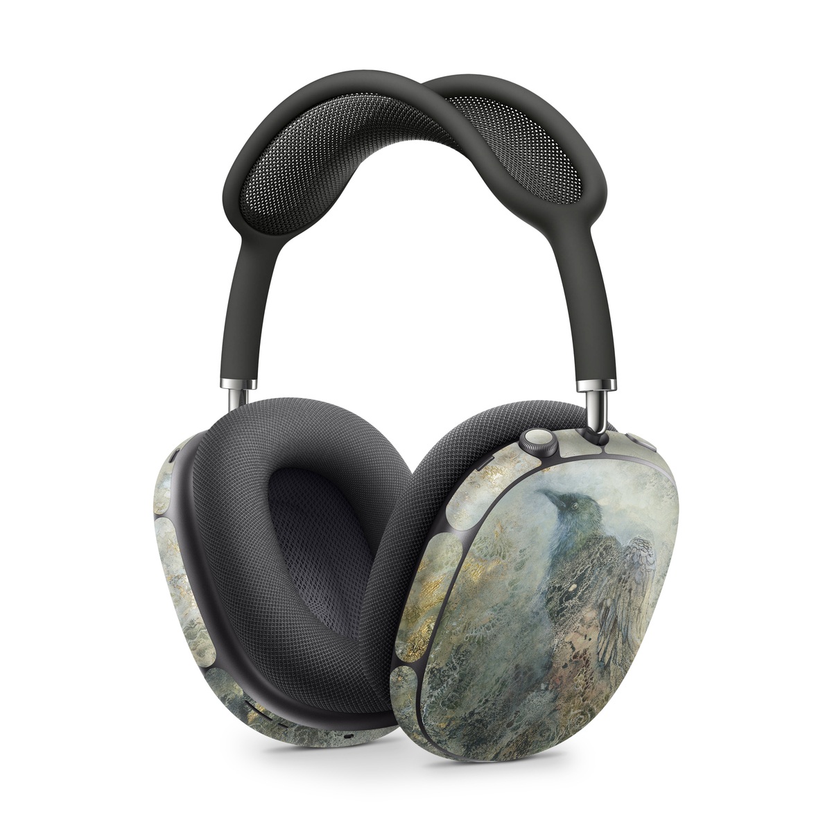 Apple AirPods Max Skin design of Painting, Water, Geology, Art, Rock, Watercolor paint, Illustration, with black, gray, white, blue colors