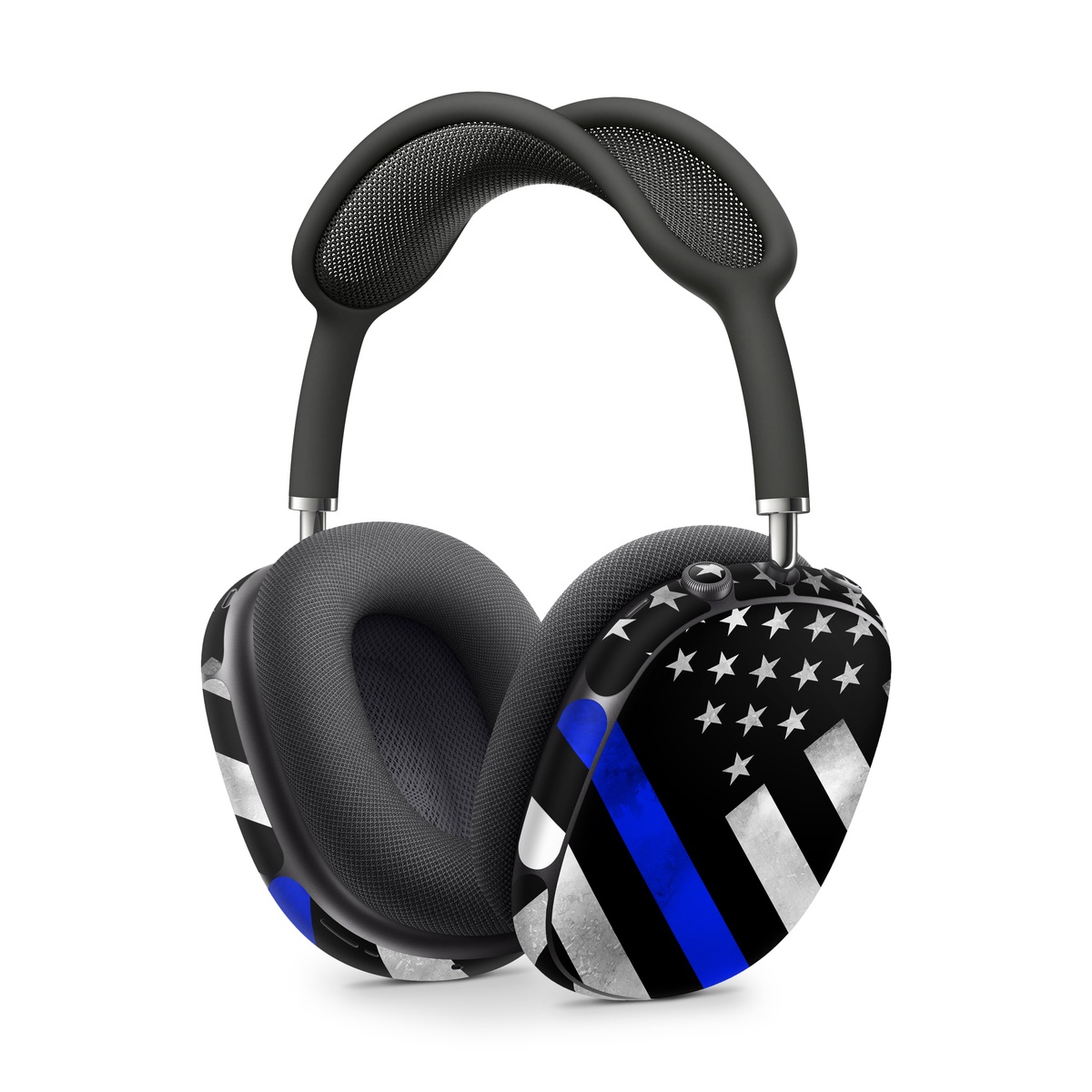 Apple AirPods Max Skin design of Flag of the united states, Flag, Cobalt blue, Pattern, Line, Black-and-white, Design, Monochrome, Electric blue, Parallel, with black, white, gray, blue colors