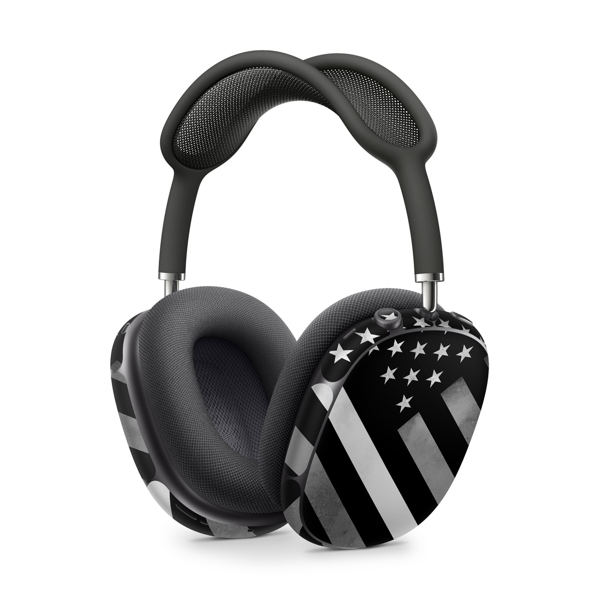 Apple AirPods Max Skin design of Black, Black-and-white, Pattern, Monochrome Photography, Line, Flag Of The United States, Monochrome, Flag, Design, Font, Photography, Style, Parallel, with black, white, gray colors