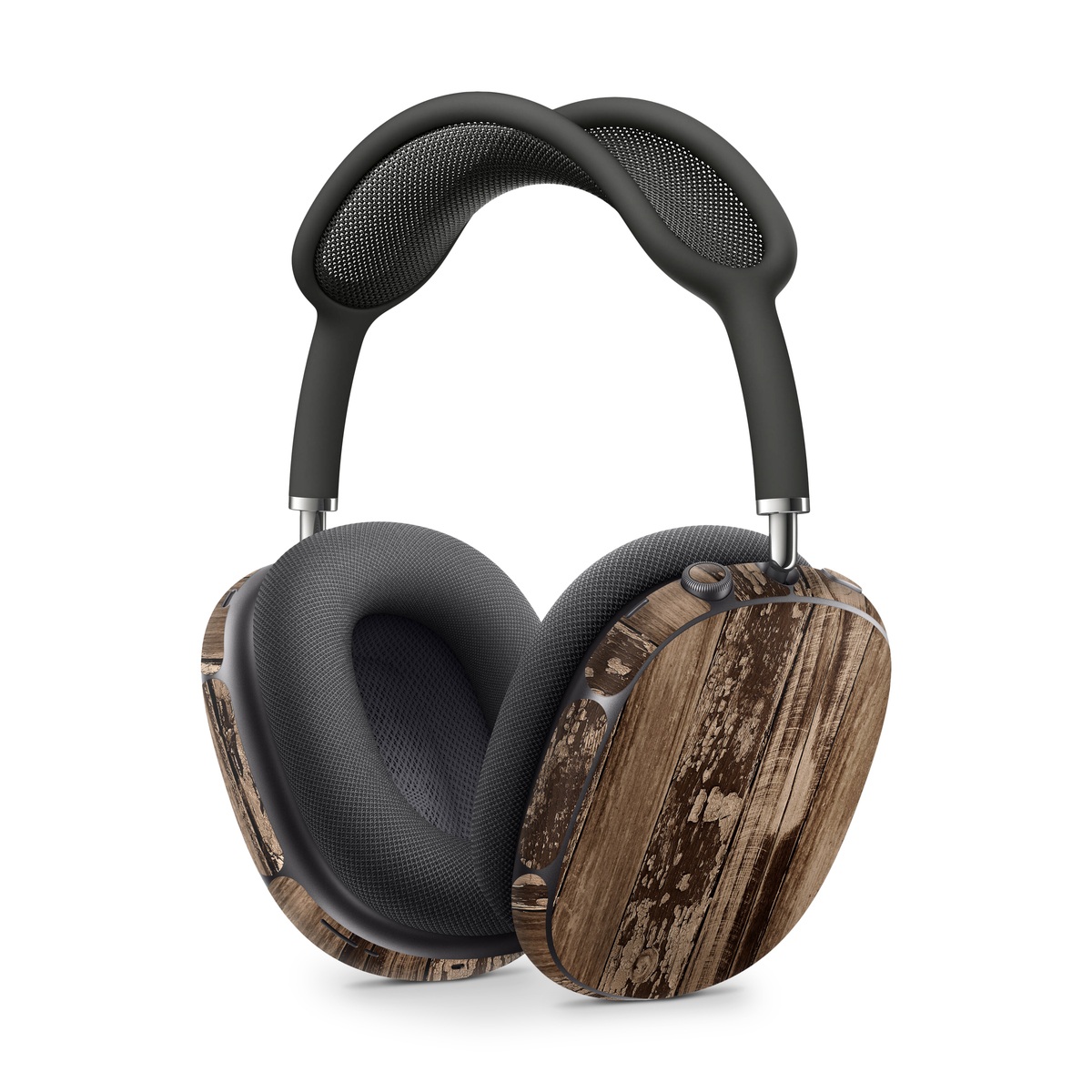 Apple AirPods Max Skin design of Wood, Tree, Brown, Plank, Trunk, Pattern, Line, Hardwood, Black-and-white, Forest, with brown, black colors