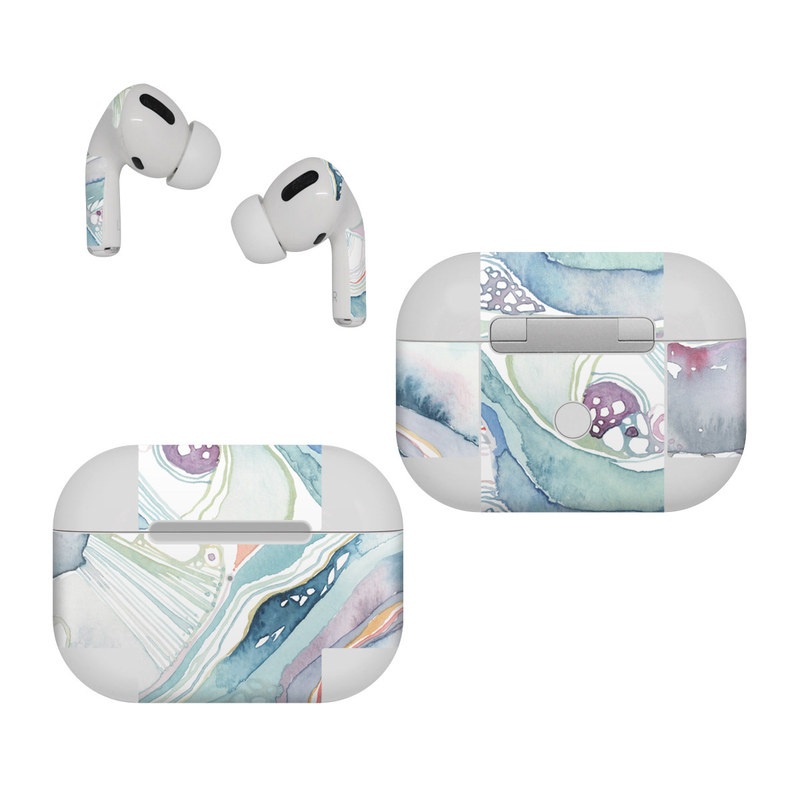 Apple AirPods Pro Skin design of Watercolor paint, Plant, Art, Illustration, Flower, with blue, purple, pink, red, orange colors
