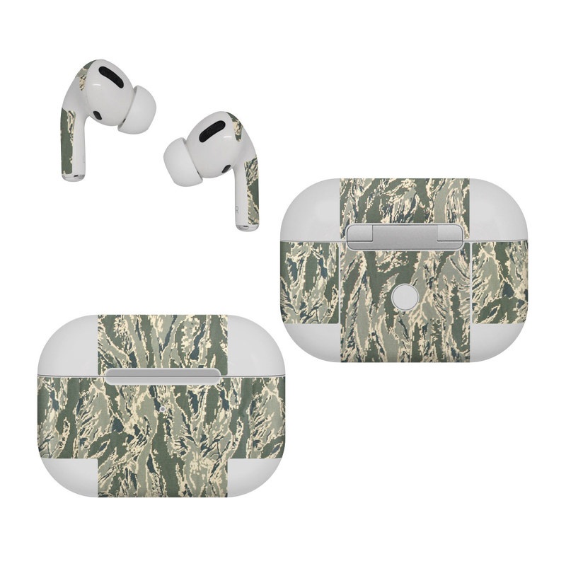 Apple AirPods Pro Skin design of Pattern, Grass, Plant, with gray, green colors
