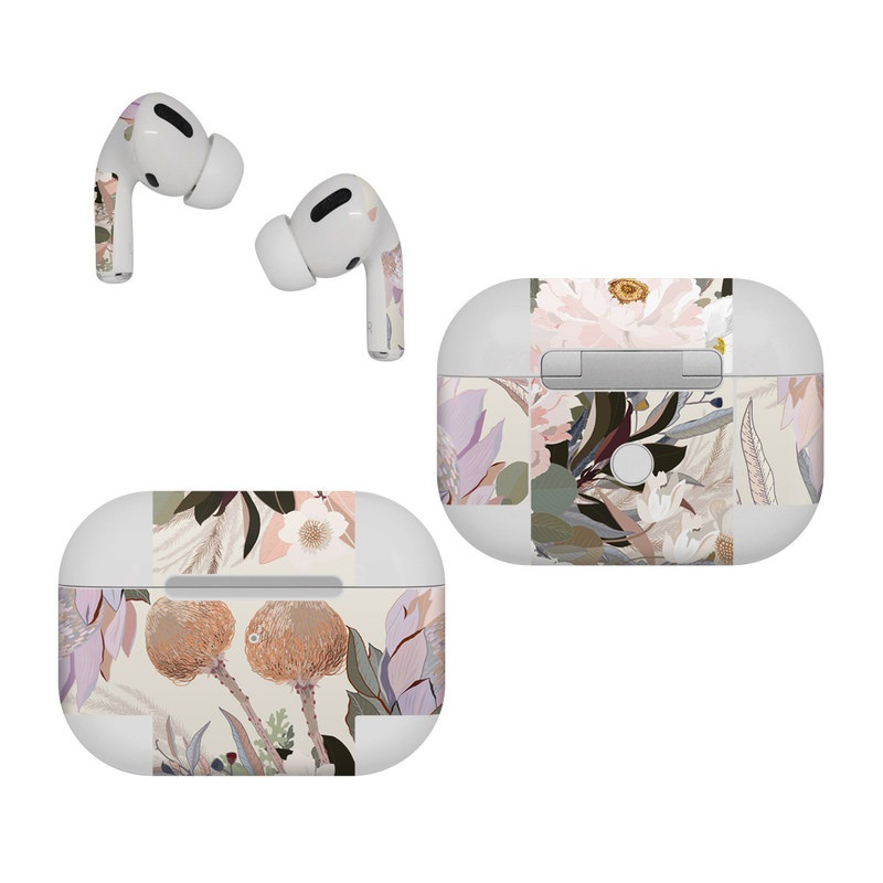 Apple AirPods Pro Skin design of Flower, Floral design, Watercolor paint, Plant, Spring, Branch, Flower Arranging, Lilac, Floristry, Petal, with pink, purple, green, brown, white, yellow, black colors