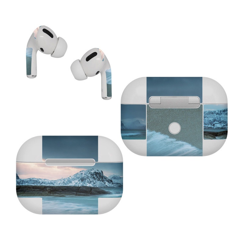 Apple AirPods Pro Skin design of Body of water, Sky, Nature, Sea, Ocean, Wave, Blue, Water, Coast, Wind wave, with white, blue, black, orange colors