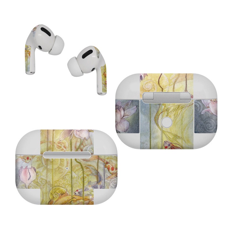 Apple AirPods Pro Skin design of Watercolor paint, Painting, Art, Yellow, Flower, Acrylic paint, Floral design, Visual arts, Modern art, Illustration, with blue, red, orange, pink, yellow colors