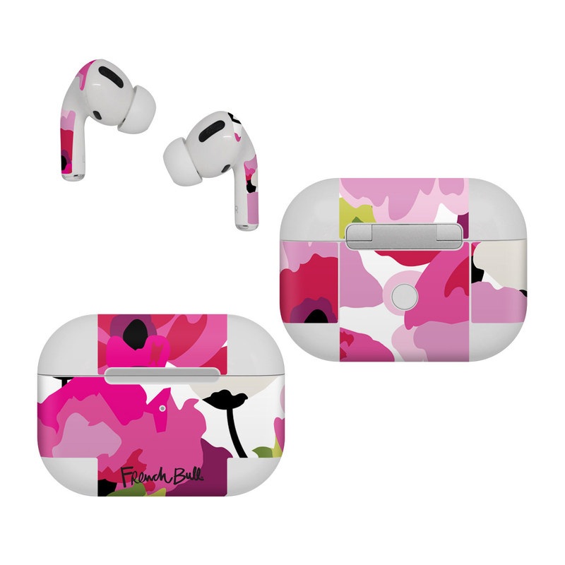 Apple AirPods Pro Skin design of Pink, Flower, Pattern, Petal, Plant, Floral design, Design, Botany, Magenta, Anemone, with white, pink, green, red colors
