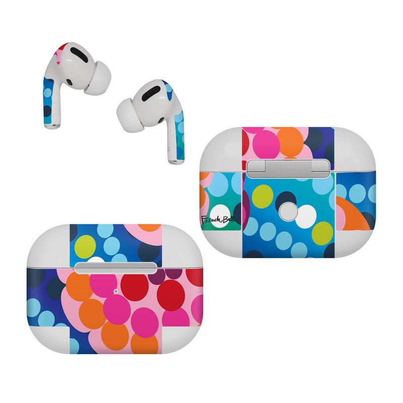 Apple AirPods Pro Skin design of Pattern, Circle, Orange, Colorfulness, Design, Line, Polka dot, Graphic design, Graphics, Heart, with blue, green, pink, orange, purple colors