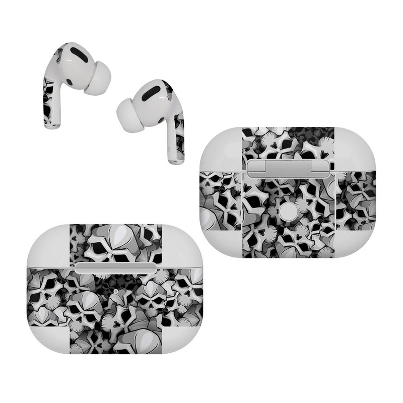 Apple AirPods Pro Skin design of Pattern, Black-and-white, Monochrome, Ball, Football, Monochrome photography, Design, Font, Stock photography, Photography, with gray, black colors