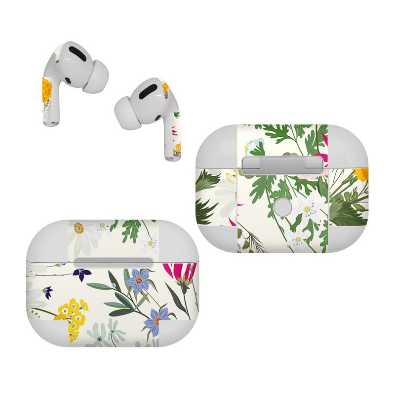 Apple AirPods Pro Skin design of Flower, Wildflower, chamomile, Floral design, Plant, camomile, Botany, Clip art, Cut flowers, Daisy, with white, green, pink, orange, yellow, red colors