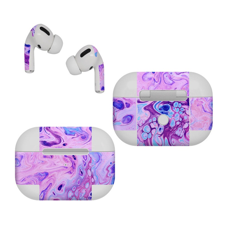 Apple AirPods Pro Skin design of Purple, Violet, Lilac, Art, Pattern, Modern art, Painting, Visual arts, Acrylic paint, Magenta, with pink, purple, blue colors