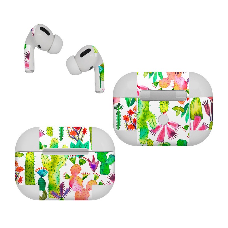 Apple AirPods Pro Skin design of Pattern, Floral design, Plant, Wildflower, Wrapping paper, with white, green, red, purple, pink, black colors
