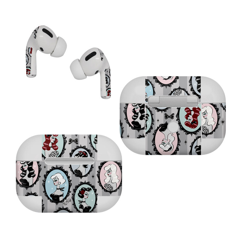Apple AirPods Pro Skin design of Pattern, Design, Textile, Visual arts, Circle, Art, with black, blue, gray, yellow, red, pink colors