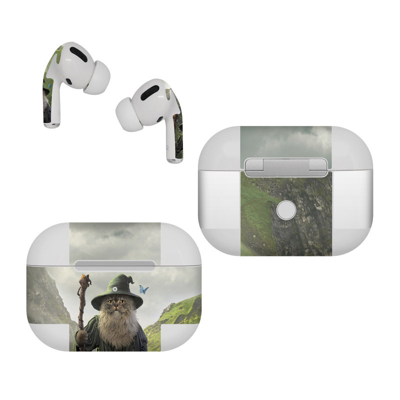 Apple AirPods Pro Skin design of Beard, Facial hair, Illustration, Mythology, Magician, Fictional character, Cg artwork, Games, Art, with green, gray, brown, blue, green, white, yellow, black colors