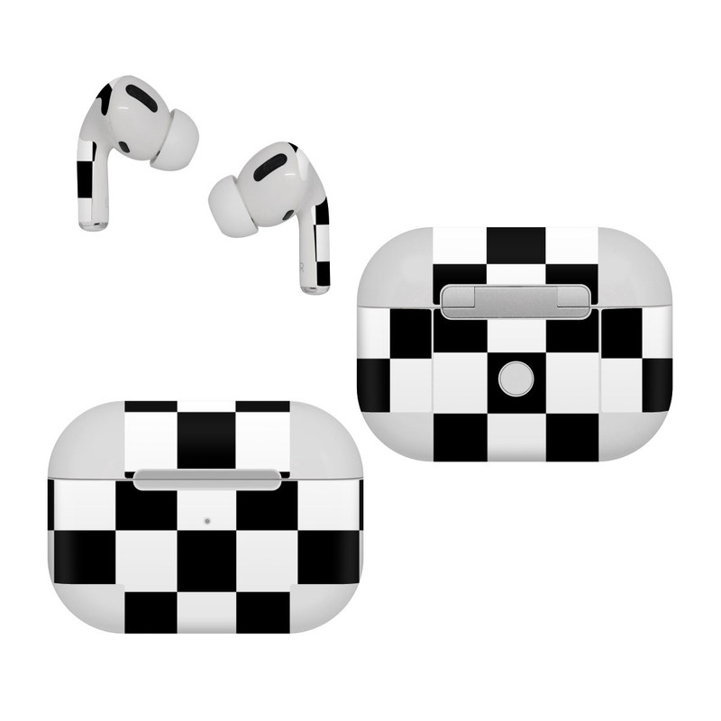 Apple AirPods Pro Skin design of Black, Photograph, Games, Pattern, Indoor games and sports, Black-and-white, Line, Design, Recreation, Square, with black, white colors