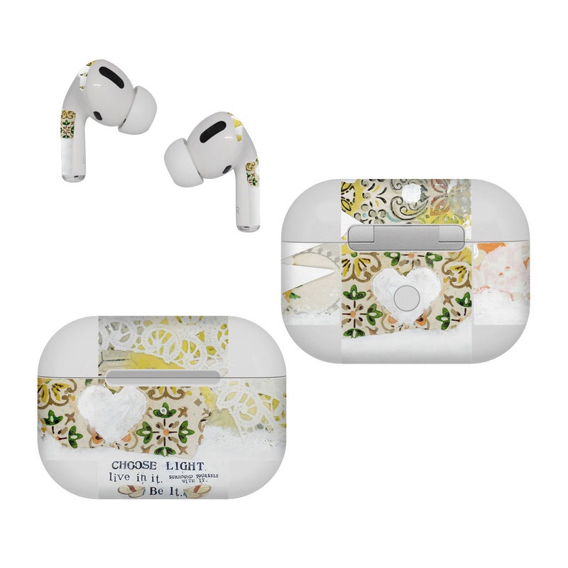 Apple AirPods Pro Skin design of Font, Greeting card, with yellow, white, green, orange, red, black colors