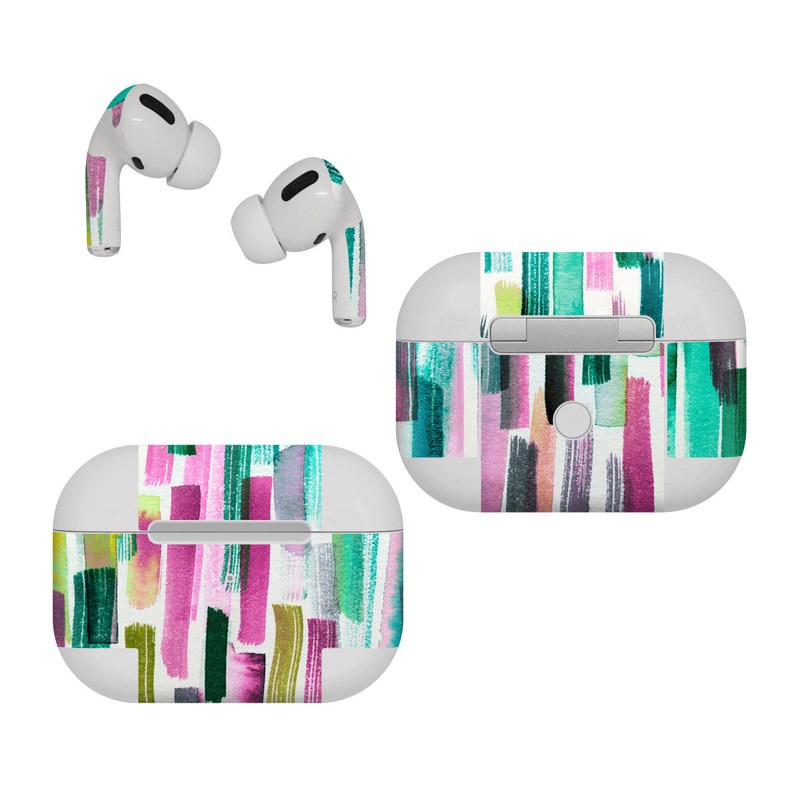 Apple AirPods Pro Skin design of Line, Turquoise, Pink, Pattern, Design, Magenta, Colorfulness, with white, green, blue, pink, purple, black, blue colors