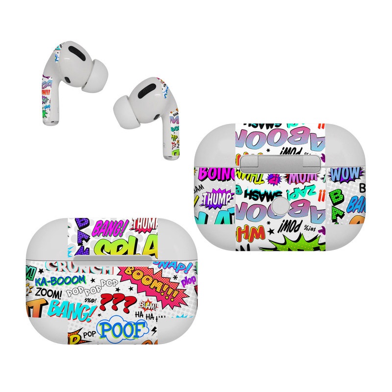 Apple AirPods Pro Skin design of Text, Font, Line, Graphics, Art, Graphic design, with gray, white, red, blue, black colors