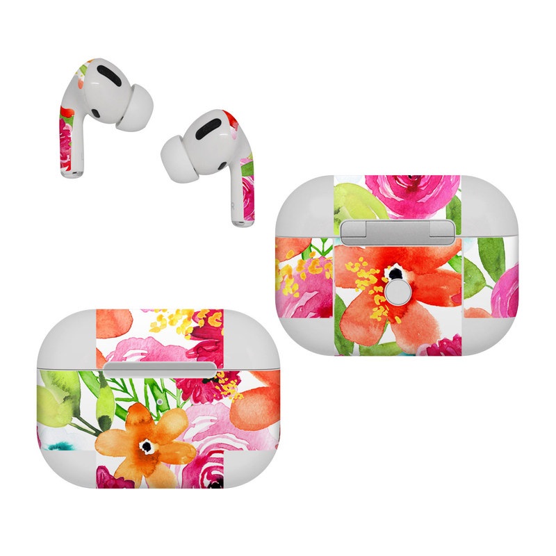 Apple AirPods Pro Skin design of Flower, Cut flowers, Floral design, Plant, Pink, Bouquet, Petal, Flower Arranging, Artificial flower, Clip art, with pink, red, green, orange, yellow, blue, white colors