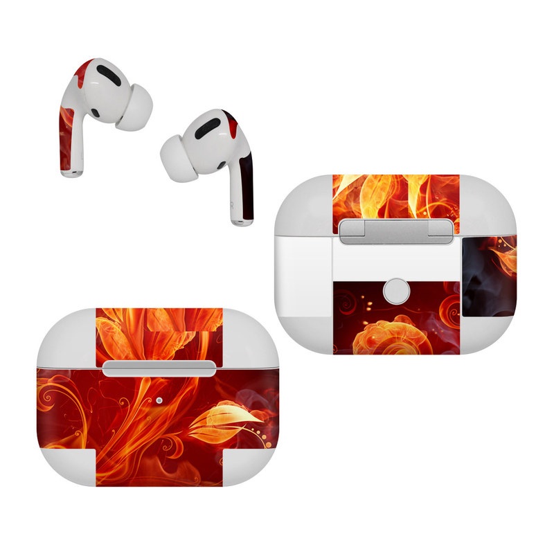 Apple AirPods Pro Skin design of Flame, Fire, Heat, Red, Orange, Fractal art, Graphic design, Geological phenomenon, Design, Organism, with black, red, orange colors