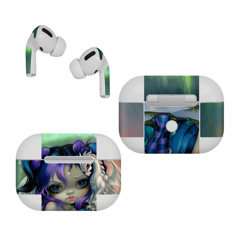 Apple AirPods Pro Skin design of Illustration, Fictional character, Cg artwork, Art, Mythology, Anime, Mythical creature, with green, blue, purple, yellow, red, white colors