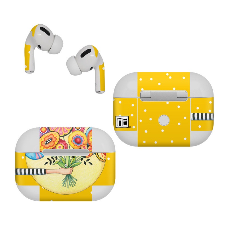 Apple AirPods Pro Skin design of Circle, Illustration, Clip art, Plant, with orange, yellow, pink, gray, green, black colors