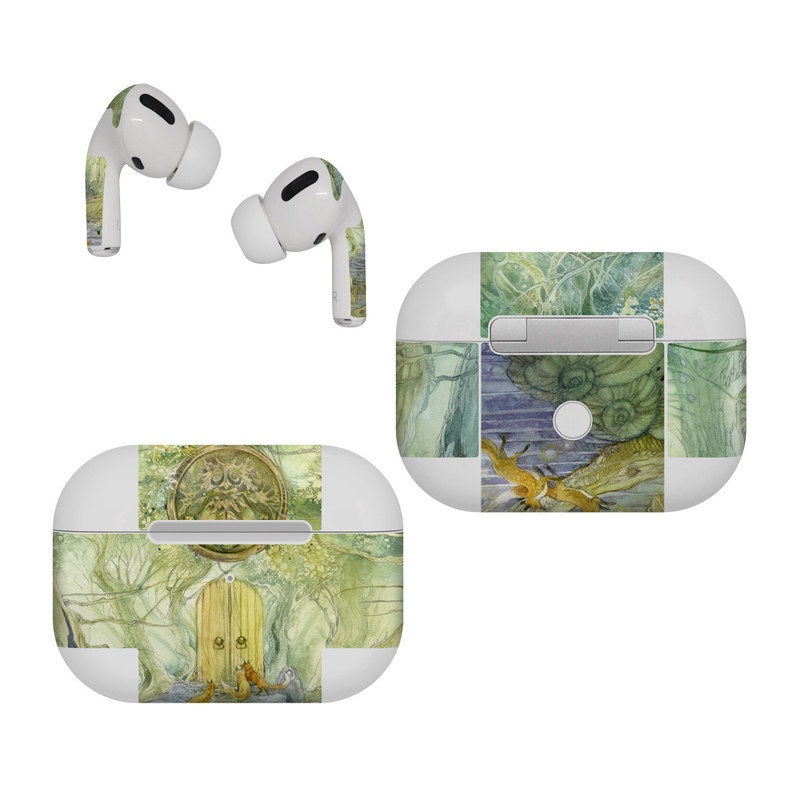 Apple AirPods Pro Skin design of Painting, Art, Mythology, Visual arts, Watercolor paint, Organism, Fictional character, Modern art, Landscape, Acrylic paint, with green, brown, red, yellow, blue, purple colors