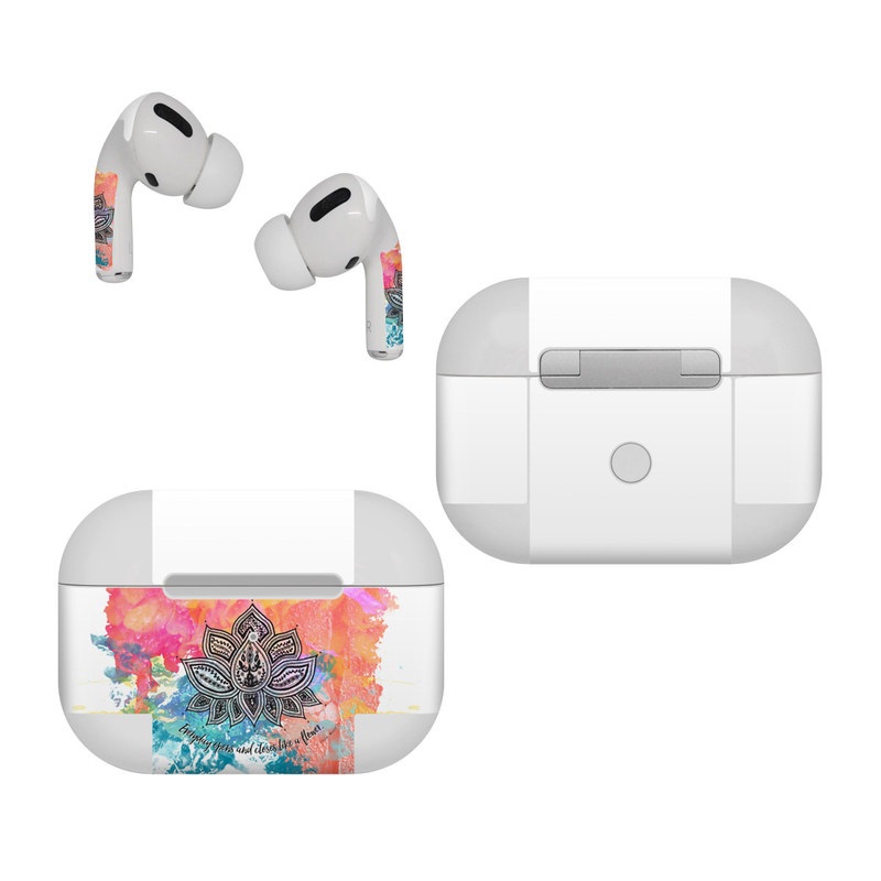 Apple AirPods Pro Skin design of Pink, Leaf, Pattern, Design, Graphic design, Illustration, Symmetry, Visual arts, Art, Plant, with orange, yellow, red, blue, green, black colors