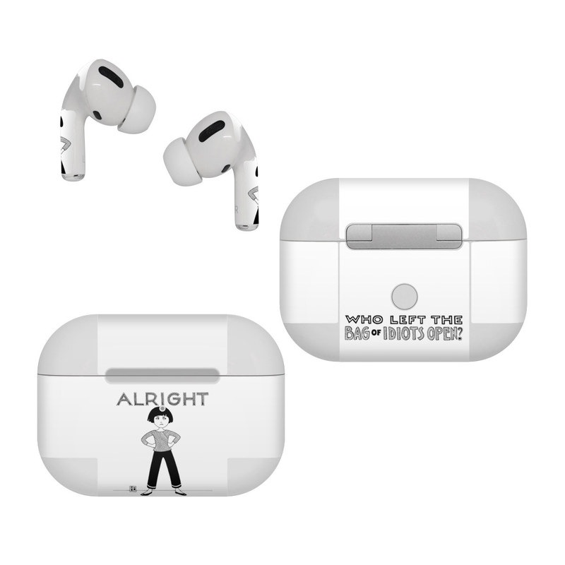 Apple AirPods Pro Skin design of Font, Poster, Illustration, with black, white colors