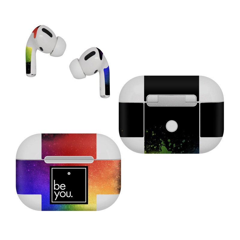 Apple AirPods Pro Skin design of Text, Font, Sky, Graphic design, Line, Illustration, Logo, Graphics, Night, Space, with black, white, blue, purple, green, yellow, orange, red colors