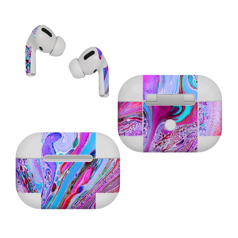 Apple AirPods Pro Skin design of Pink, Purple, Pattern, Design, Visual arts, Art, Psychedelic art, Magenta, Acrylic paint, Colorfulness, with pink, purple, blue, green colors