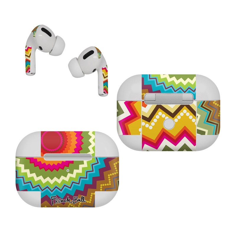 Apple AirPods Pro Skin design of Colorfulness, Textile, Art, Creative arts, Triangle, Rectangle, Symmetry, Circle, Pattern, Tints and shades, with red, orange, yellow, pink, green, white, black, blue, brown colors