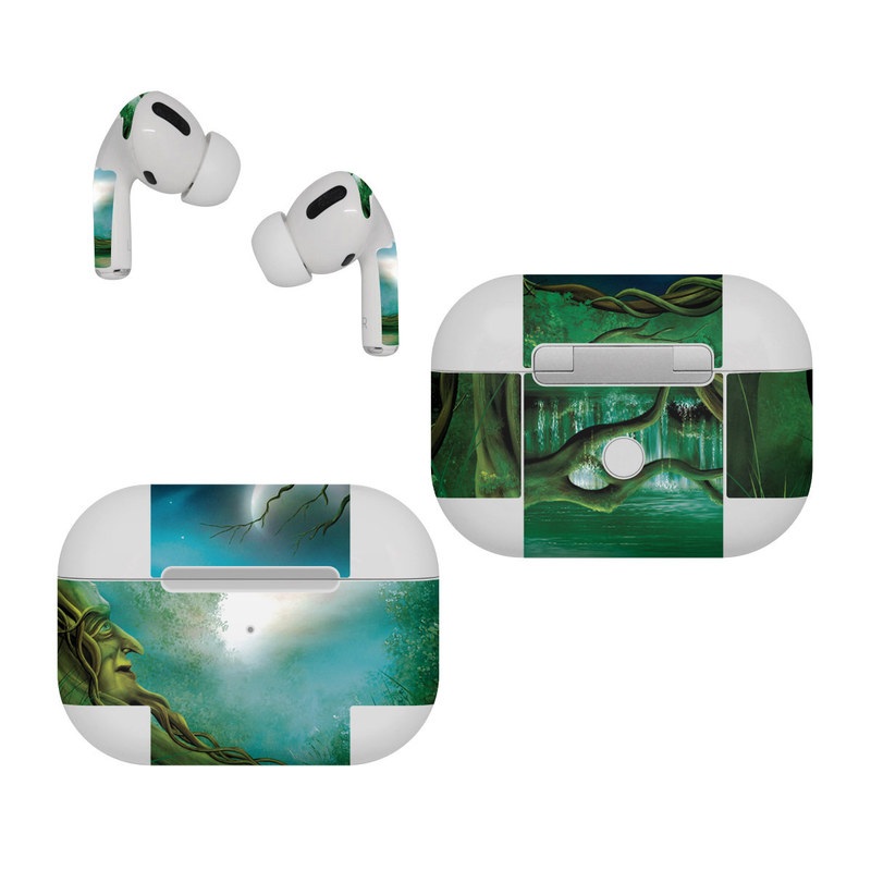 Apple AirPods Pro Skin design of Fractal art, Art, Organism, Fictional character, Earth, Cg artwork, with black, blue, green, gray colors