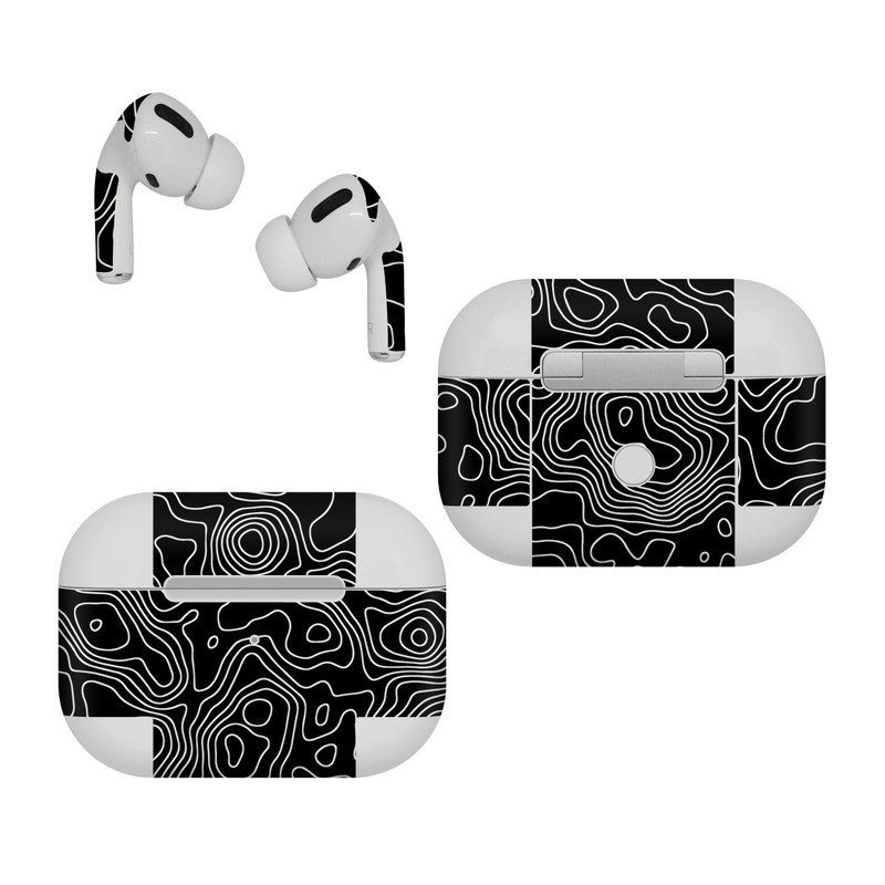 Apple AirPods Pro Skin design of Art, Motif, Pattern, Symmetry, Monochrome, Circle, Font, Visual arts, Illustration, Monochrome photography, with black, gray colors