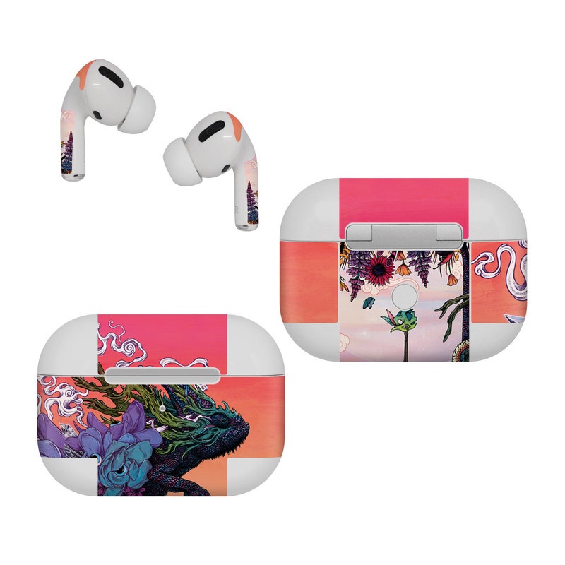 Apple AirPods Pro Skin design of Illustration, Fictional character, Fiction, Art, Organism, Plant, Tree, Graphic design, Cg artwork, with red, orange, green, purple, white, blue, brown colors