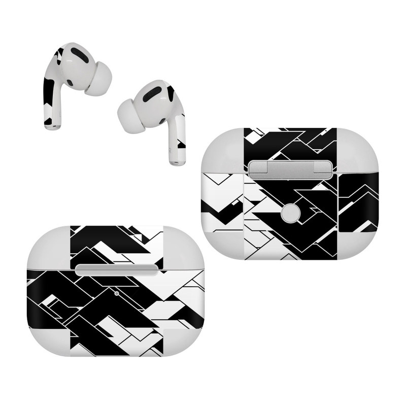 Apple AirPods Pro Skin design of Pattern, Black, Black-and-white, Monochrome, Monochrome photography, Line, Design, Parallel, Font, with black, white colors