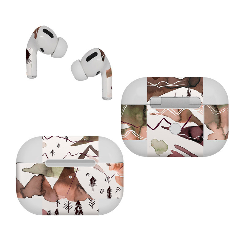 Apple AirPods Pro Skin design of Pattern, Design, Leaf, Camouflage, Military camouflage, Illustration, Art, with white, red, black, gray colors