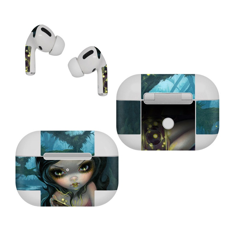 Apple AirPods Pro Skin design of Cg artwork, Illustration, Fictional character, Art, Iris, Black hair, Fawn, Mythology, Fiction, with blue, green, pink, yellow, black, white colors