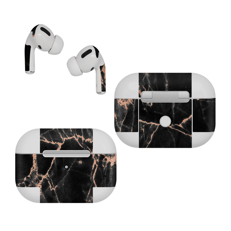 Apple AirPods Pro Skin design of Branch, Black, Twig, Tree, Brown, Sky, Atmosphere, Plant, Winter, Night, with black, pink colors