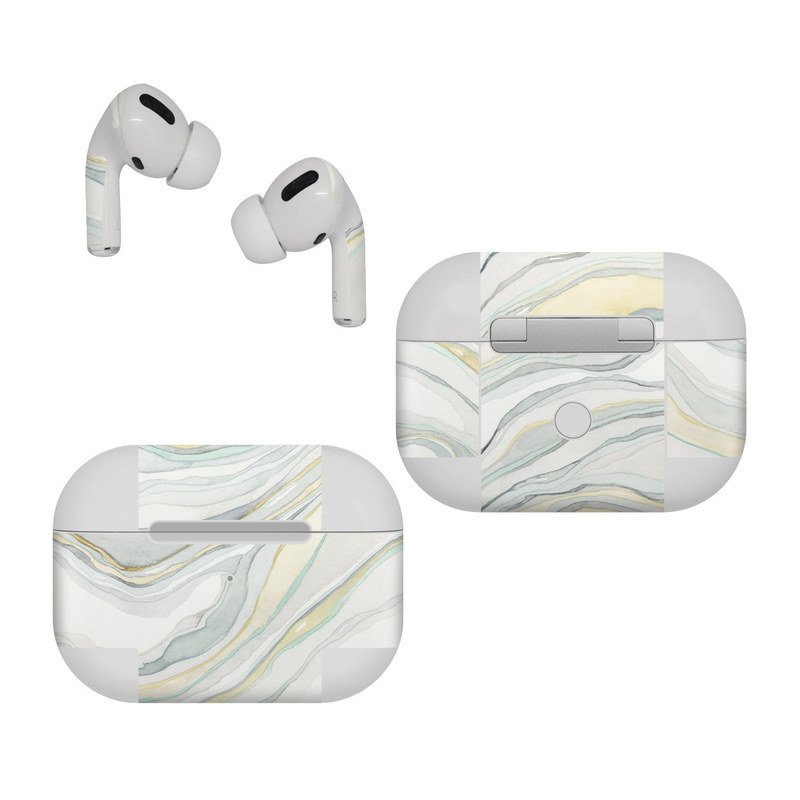 Apple AirPods Pro Skin design of Line, Pattern, with yellow, white, blue, gray colors