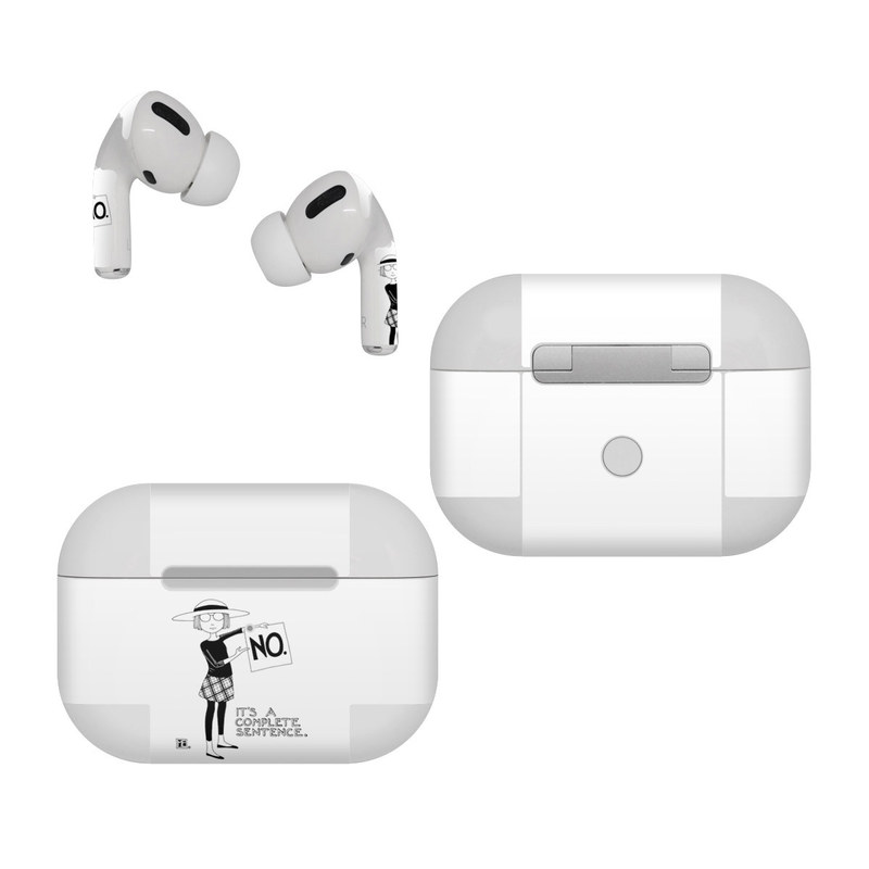 Apple AirPods Pro Skin design of Cartoon, Illustration, Design, Font, Black-and-white, Pattern, Style, with white, black colors