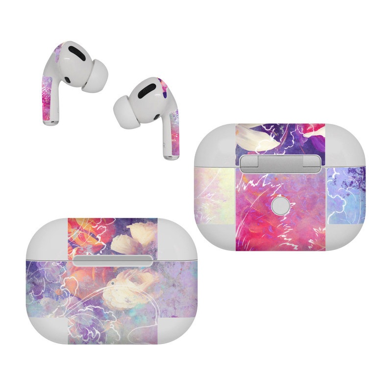 Apple AirPods Pro Skin design of Purple, Violet, Pink, Graphic design, Illustration, Sky, Art, Design, Watercolor paint, Graphics, with purple, white, red, orange, blue colors