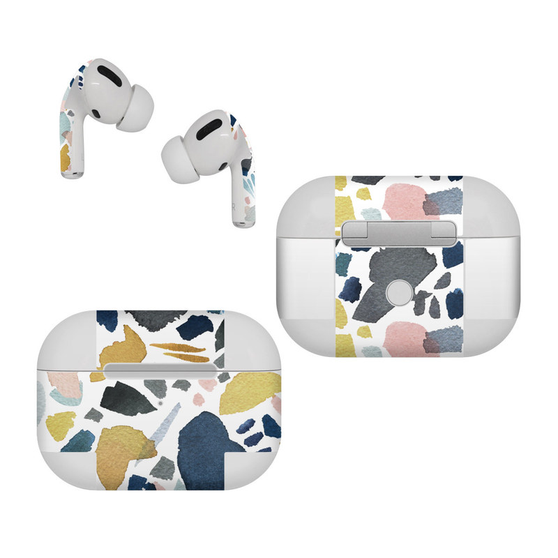 Apple AirPods Pro Skin design of Pattern, Aqua, Teal, Design, Textile, with white, blue, yellow, orange, pink, black colors