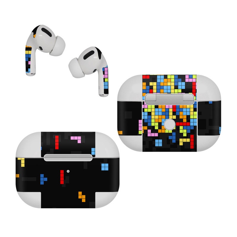 Apple AirPods Pro Skin design of Pattern, Symmetry, Font, Design, Graphic design, Line, Colorfulness, Magenta, Square, Graphics, with black, green, blue, orange, red colors