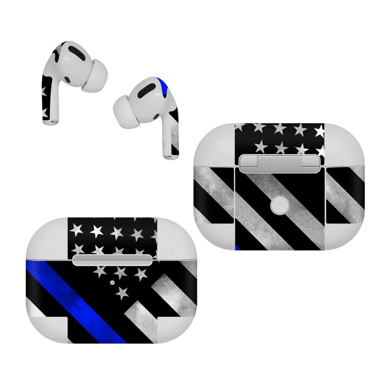Apple AirPods Pro Skin design of Flag of the united states, Flag, Cobalt blue, Pattern, Line, Black-and-white, Design, Monochrome, Electric blue, Parallel, with black, white, gray, blue colors