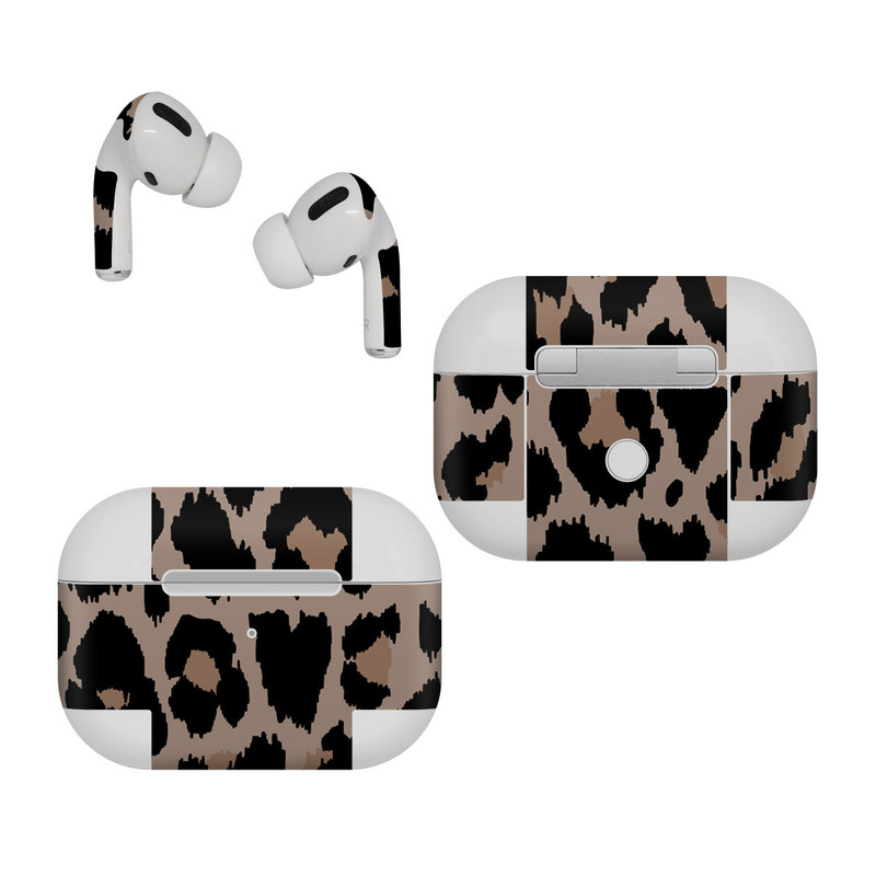 Apple AirPods Pro Skin design of Pattern, Brown, Fur, Design, Textile, Monochrome, Fawn, with black, gray, red, green colors