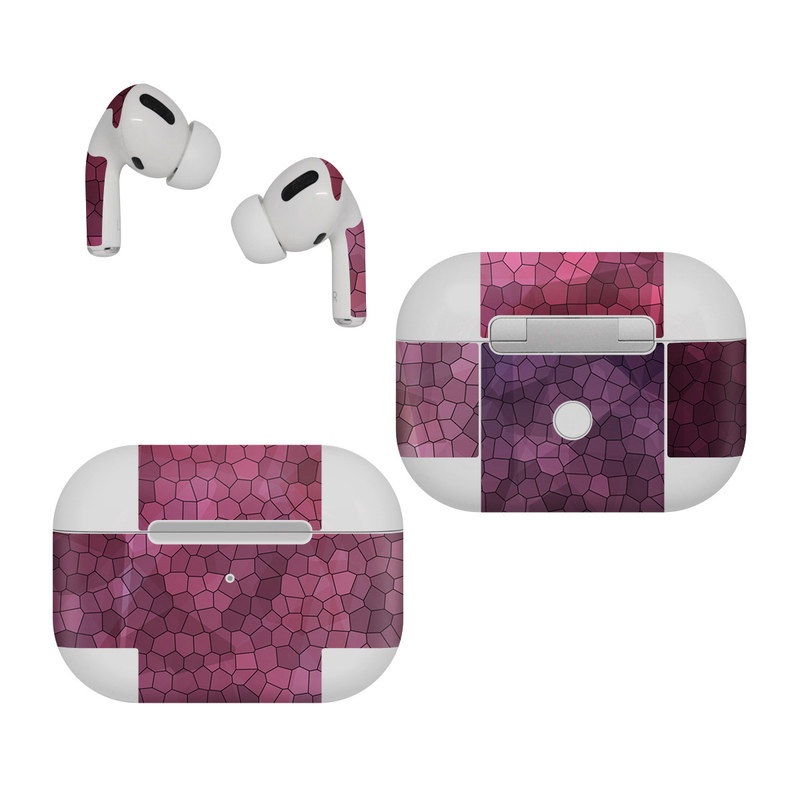 Apple AirPods Pro Skin design of Purple, Sky, Red, Violet, Pink, Pattern, Design, Triangle, Line, Magenta, with black, red, purple, pink, white colors